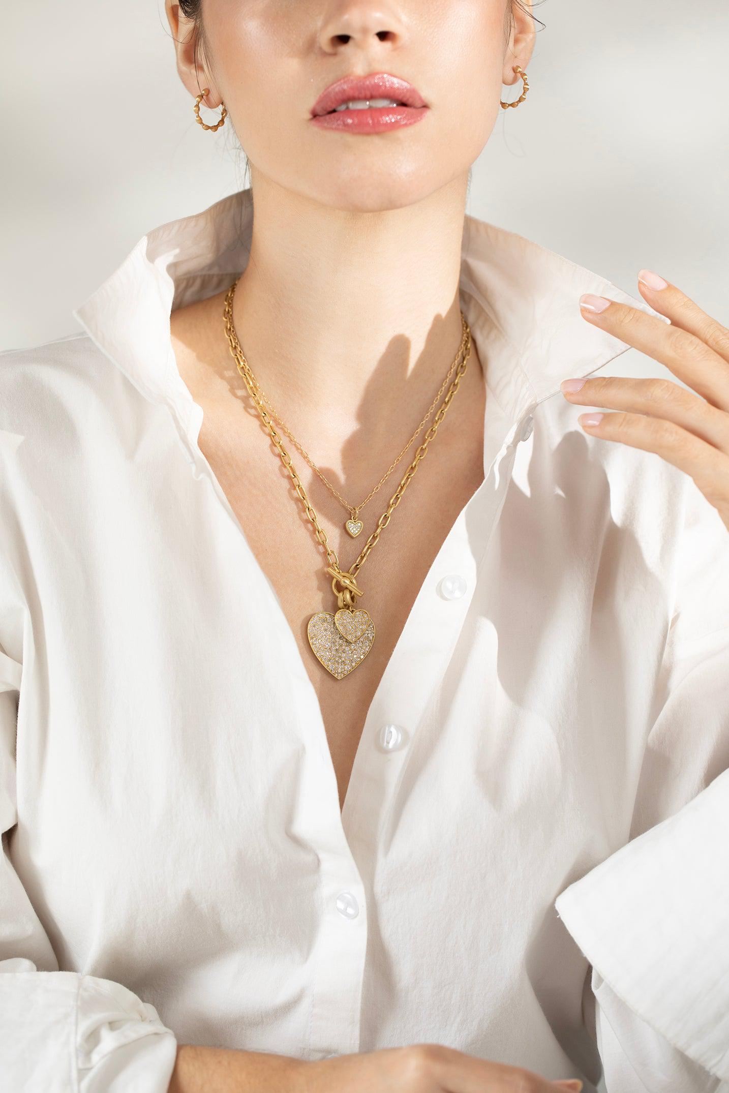 LEIGH MAXWELL-Small Heart Diamond Pendant-YELLOW GOLD