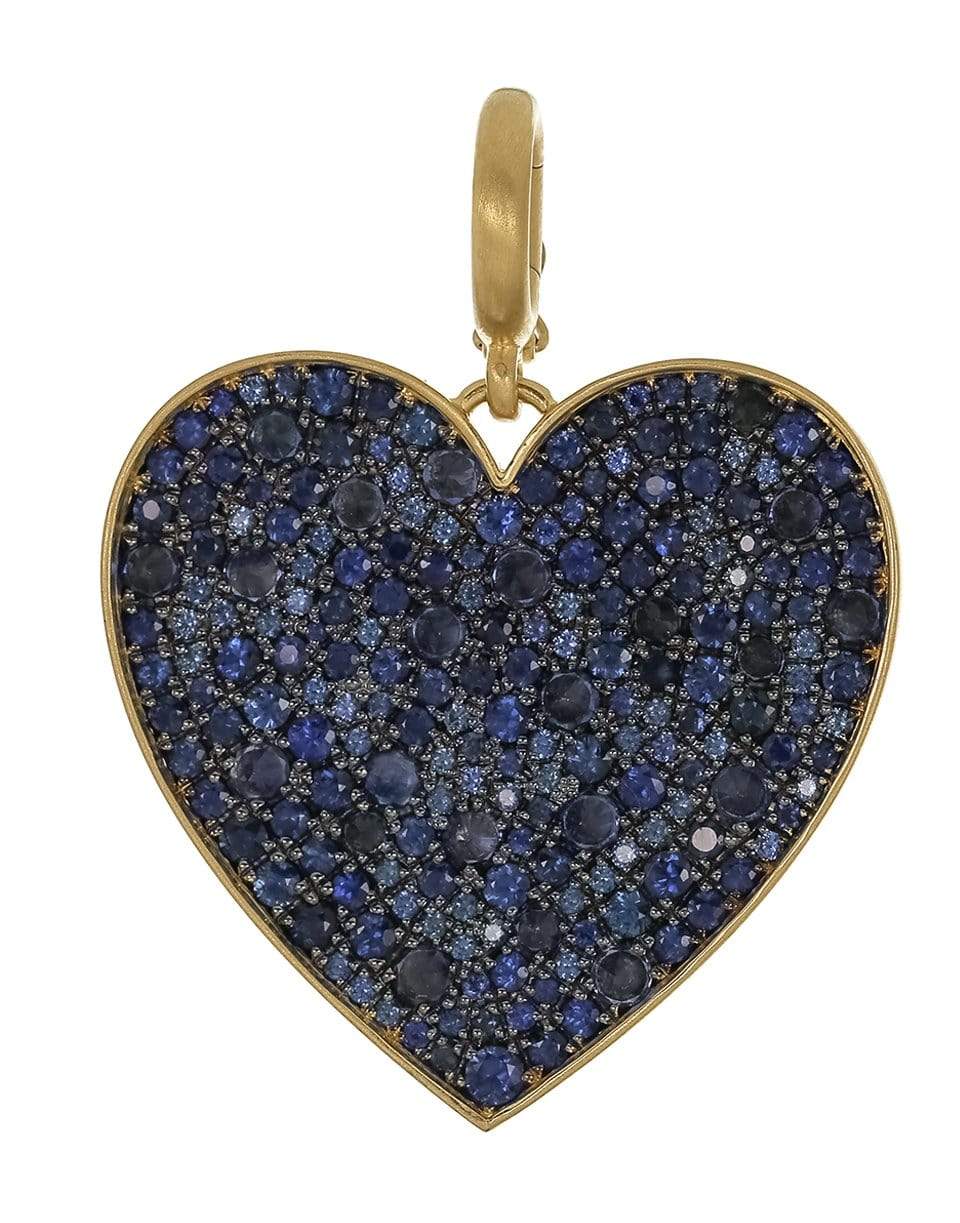 LEIGH MAXWELL-XL Heart Pendant with Blue Sapphires-YELLOW GOLD