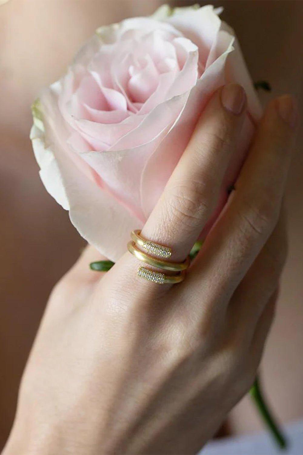 LEIGH MAXWELL-Amani Diamond Spring Ring-YELLOW GOLD