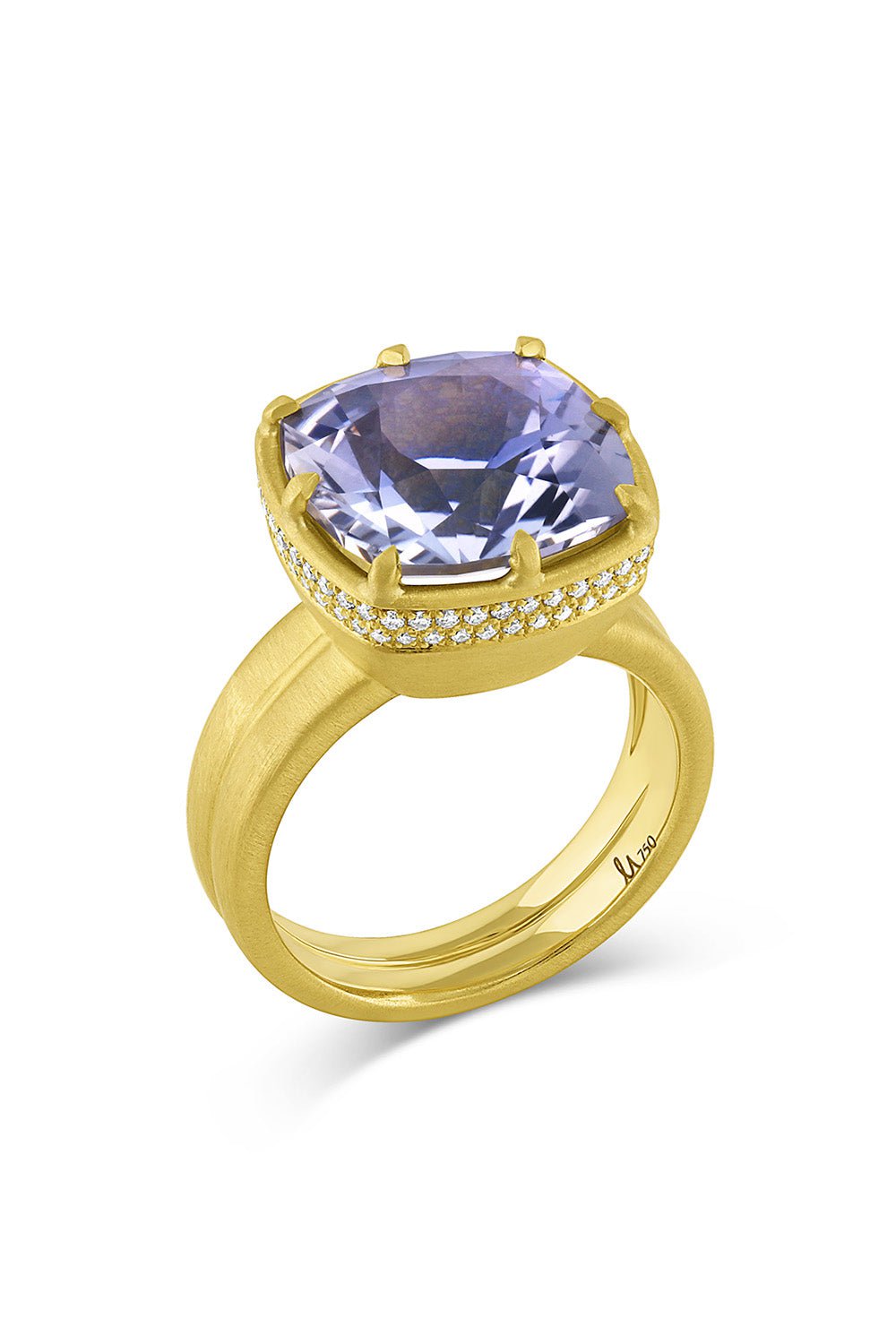 LEIGH MAXWELL-Cushion Beryl 8 Prong Ring-YELLOW GOLD