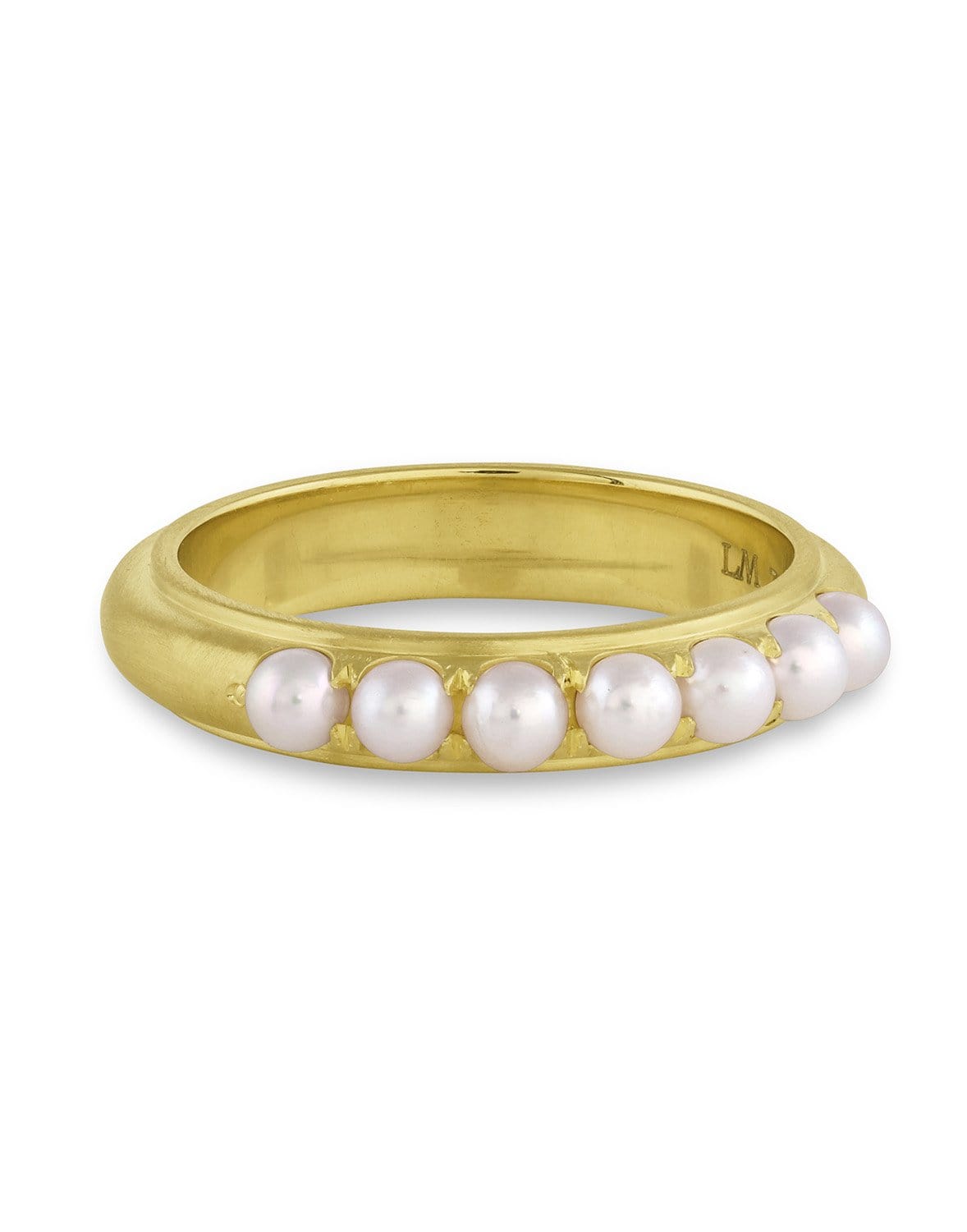 LEIGH MAXWELL-Edged Akoya Pearl Band-YELLOW GOLD