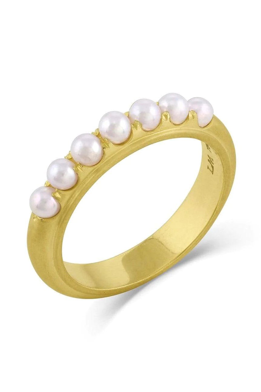 LEIGH MAXWELL-Edged Akoya Pearl Band-YELLOW GOLD