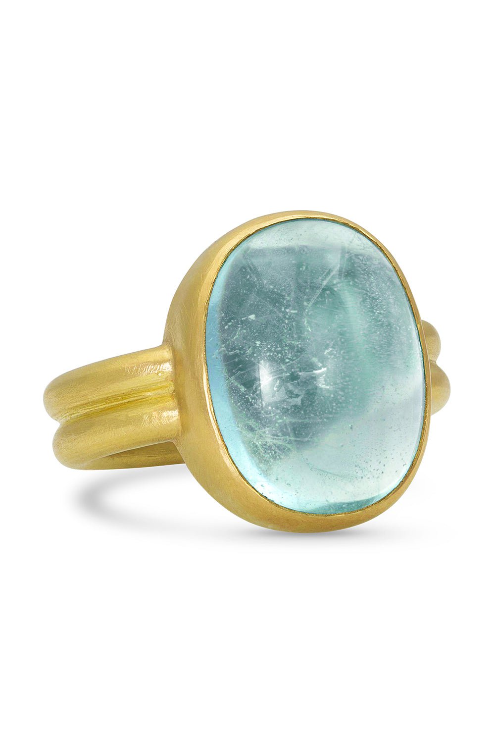 LEIGH MAXWELL-Aquamarine Puffed Ring-YELLOW GOLD