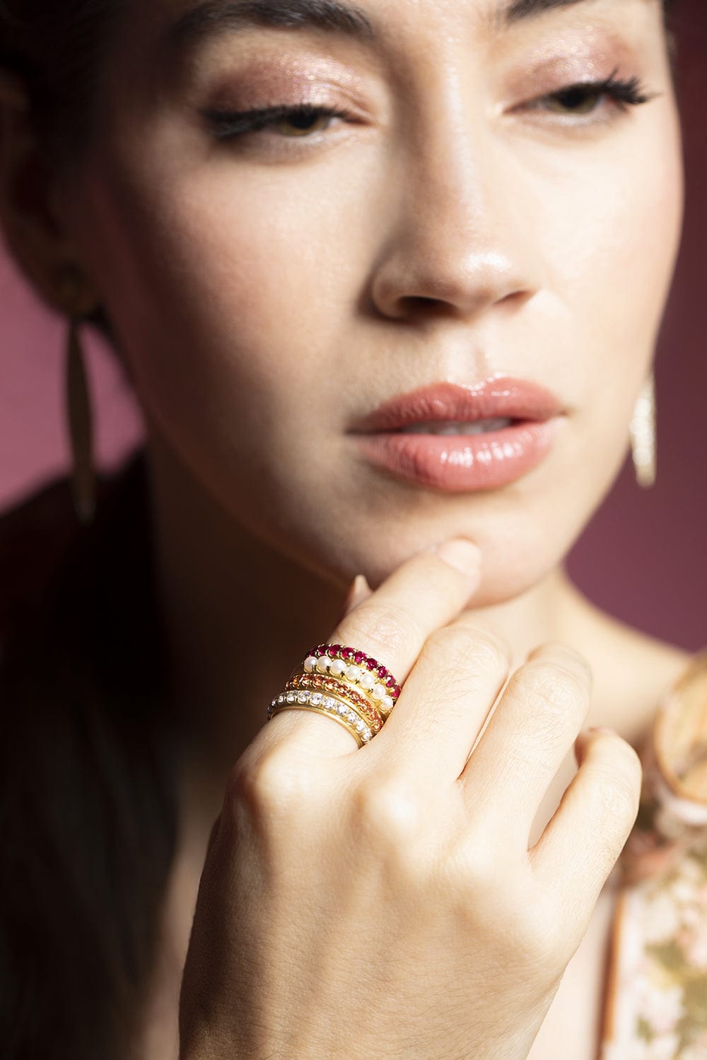 LEIGH MAXWELL-Orange Sapphire Edged Eternity Band-YELLOW GOLD