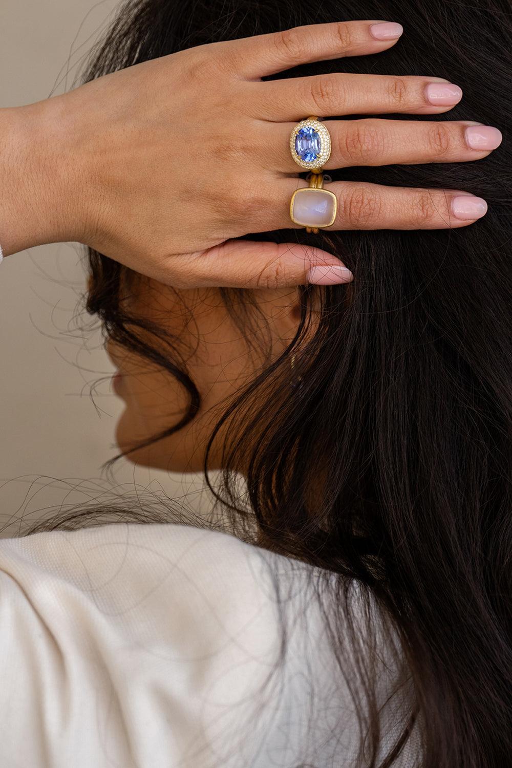 Tanzanite Diamond Bauble Ring-YELLOW GOLD-7.5-JEWELRYFINE JEWELRING-LEIGH MAXWELL