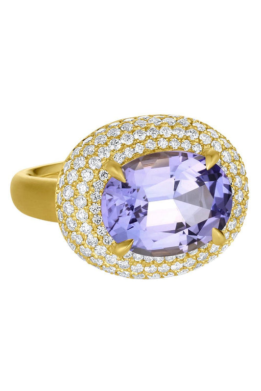 Tanzanite Diamond Bauble Ring-YELLOW GOLD-7.5-JEWELRYFINE JEWELRING-LEIGH MAXWELL