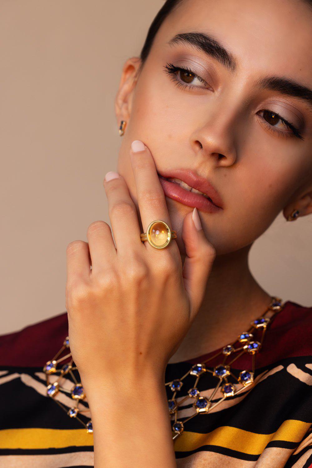 LEIGH MAXWELL-Puffed Cabochon Ring-YELLOW GOLD