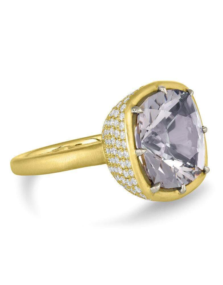 LEIGH MAXWELL-Blue Beryl and Diamond Ring-YELLOW GOLD