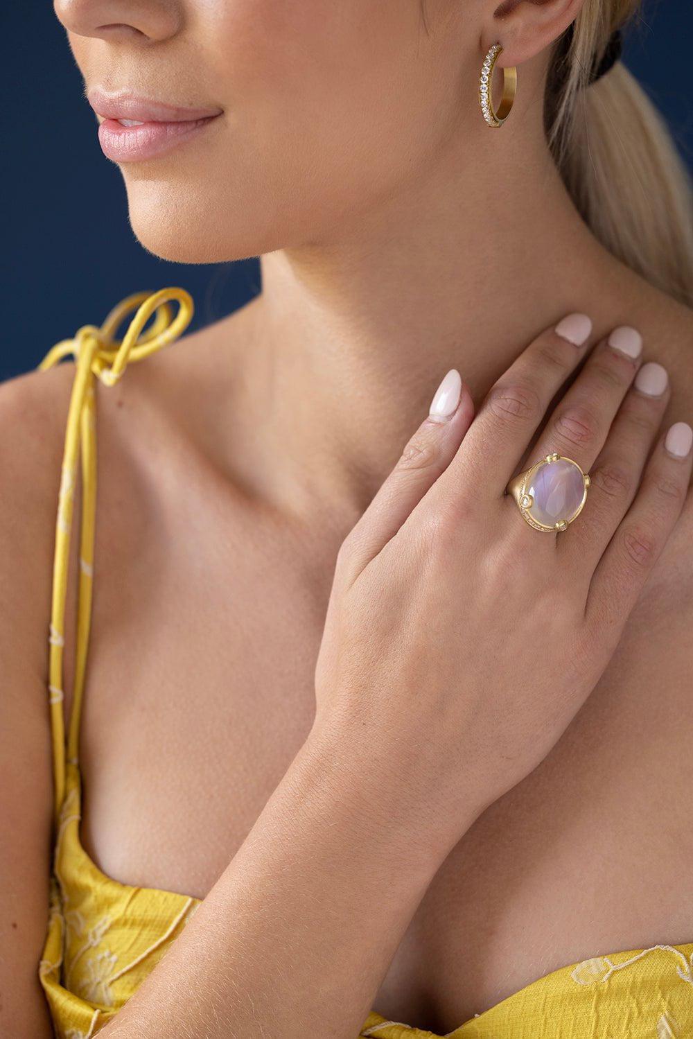 LEIGH MAXWELL-Ameerah Moonstone Ring-YELLOW GOLD