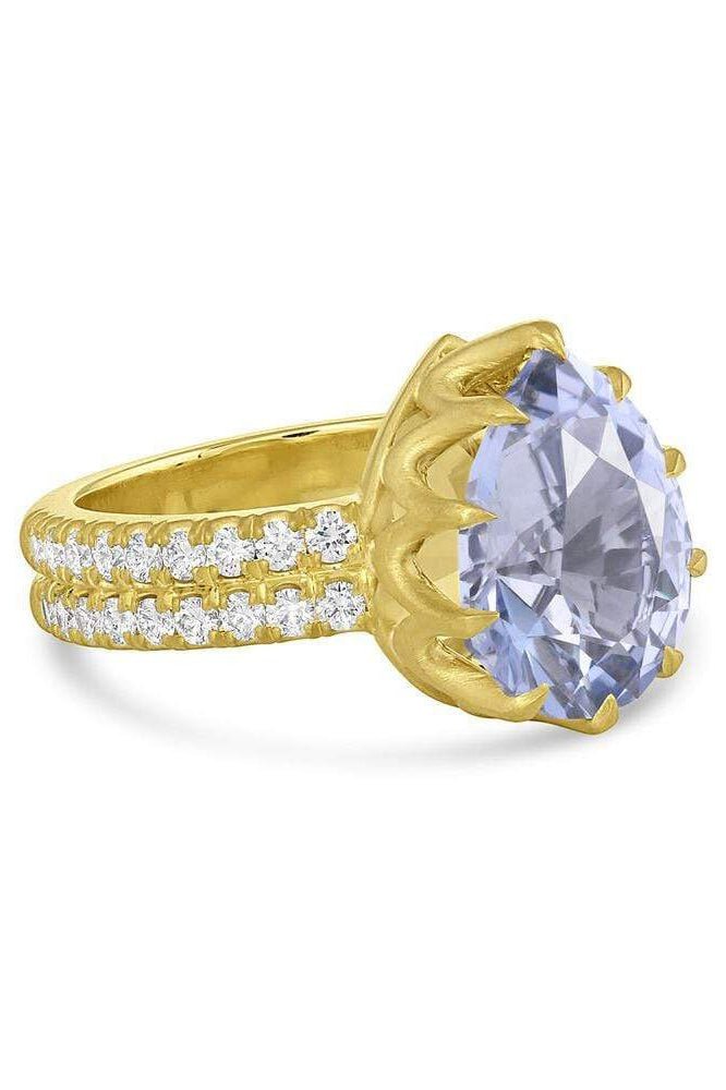 LEIGH MAXWELL-Blue Beryl and Diamond Ring-YELLOW GOLD