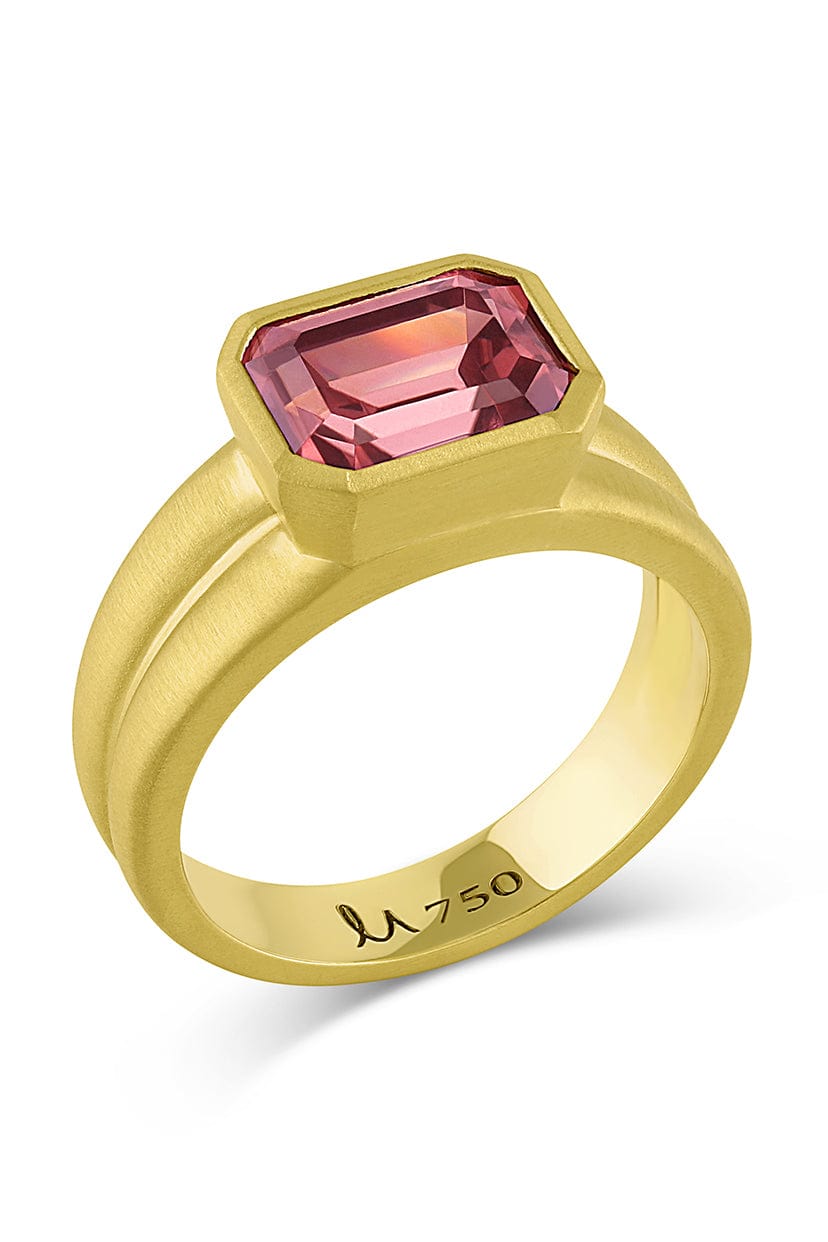 LEIGH MAXWELL-East/West Rose Zircon Ring-YELLOW GOLD