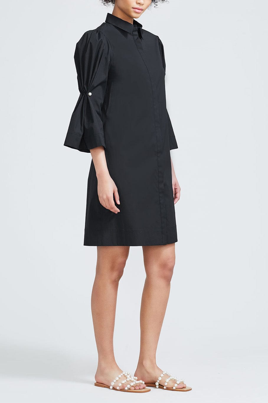 LELA ROSE-Pearl Detail Shirt Dress-