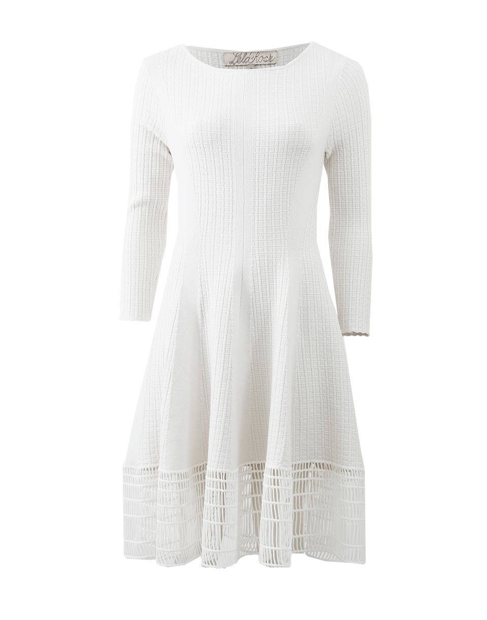LELA ROSE-Knit Dress With Guipure Hem-