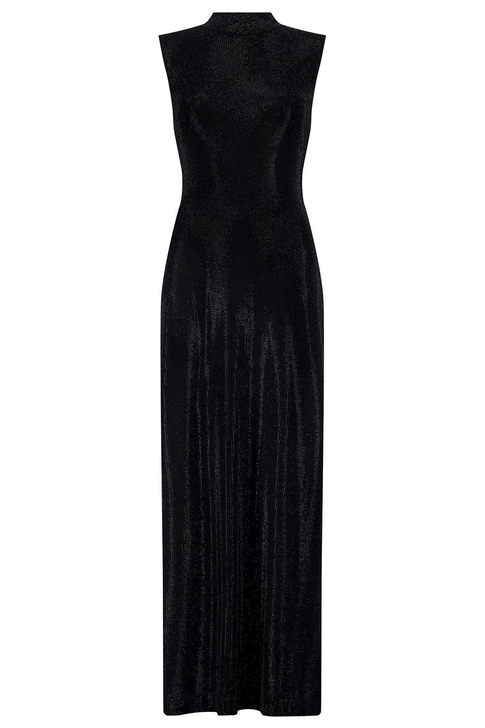LELA ROSE-Rhinestone Mock Neck Dress-