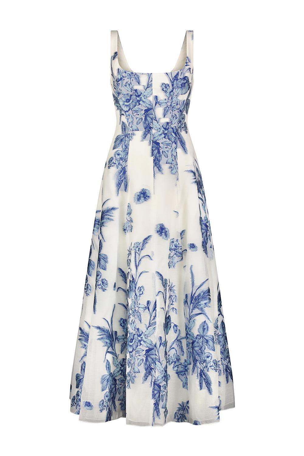 Seam Detail Scoop Neck Dress-PWDRBLUE-2-CLOTHINGDRESSCOCKTAIL-LELA ROSE