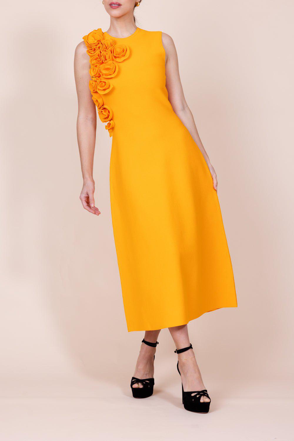 LELA ROSE-Ruffle Midi Dress-