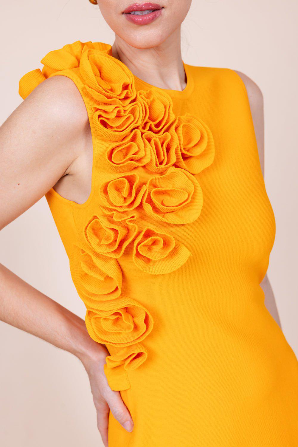 LELA ROSE-Ruffle Midi Dress-