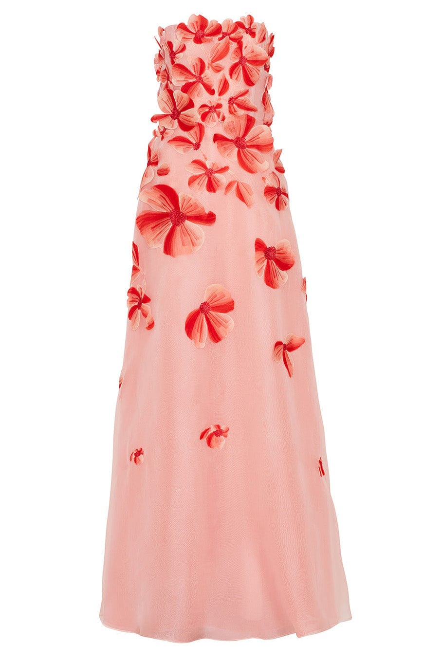 LELA ROSE-Strapless Floral Gown-VERMILLI