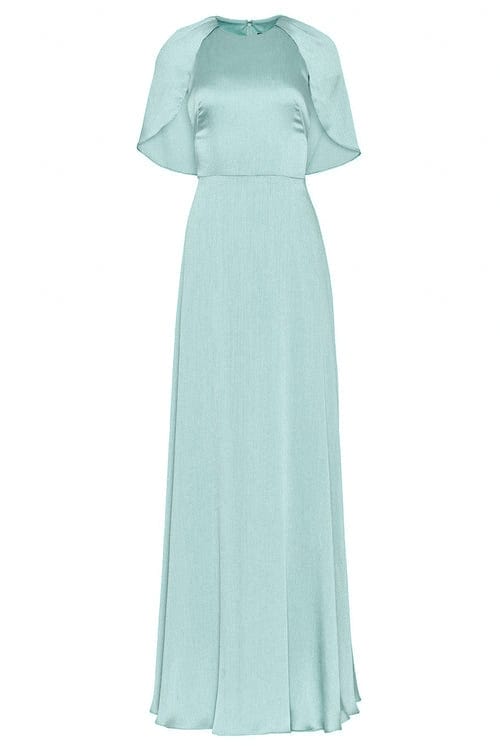 LELA ROSE-Plisse Chiffon Capelet Gown-