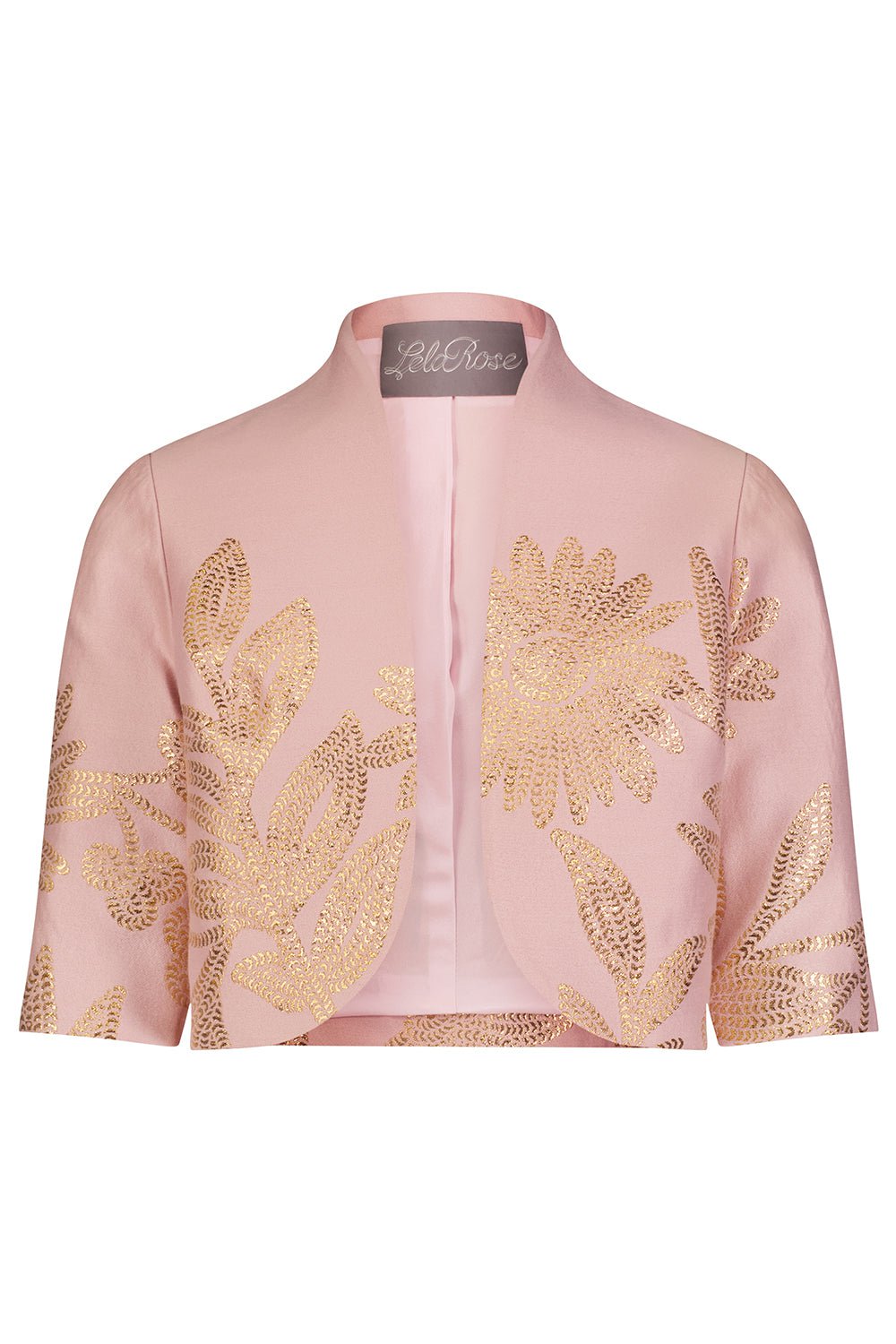 LELA ROSE-Floral Metallic Cropped Jacket-