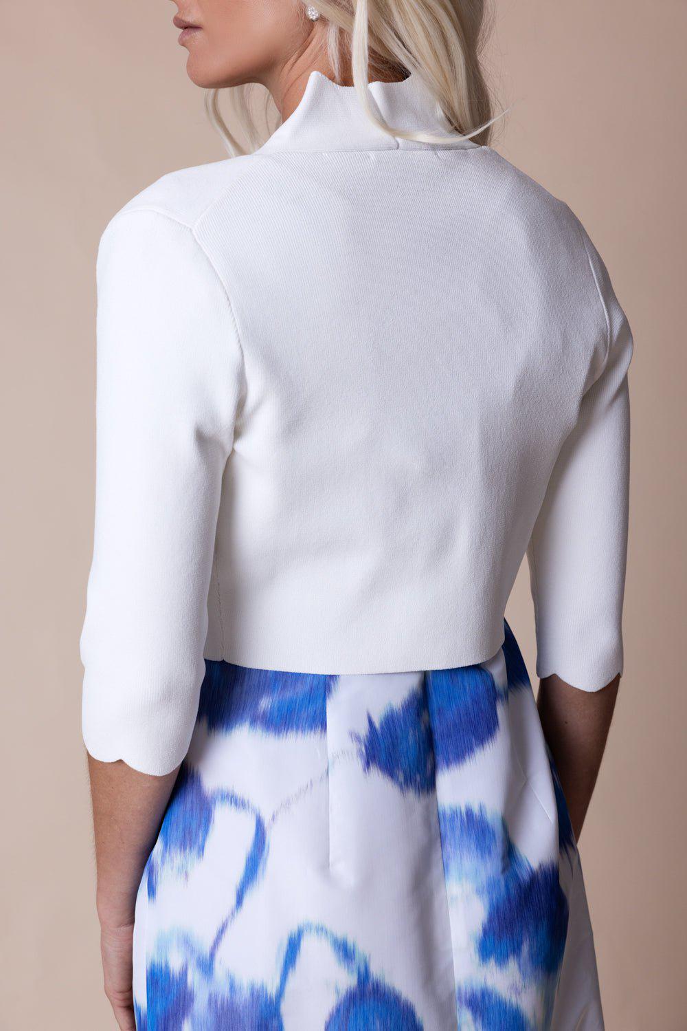 LELA ROSE-Scallop Knit Bolero - White-