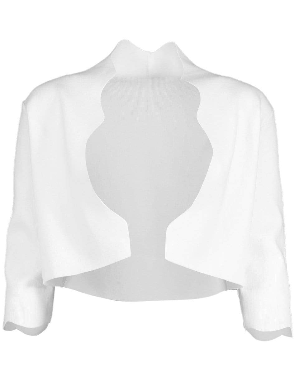 LELA ROSE-Scallop Knit Bolero - White-