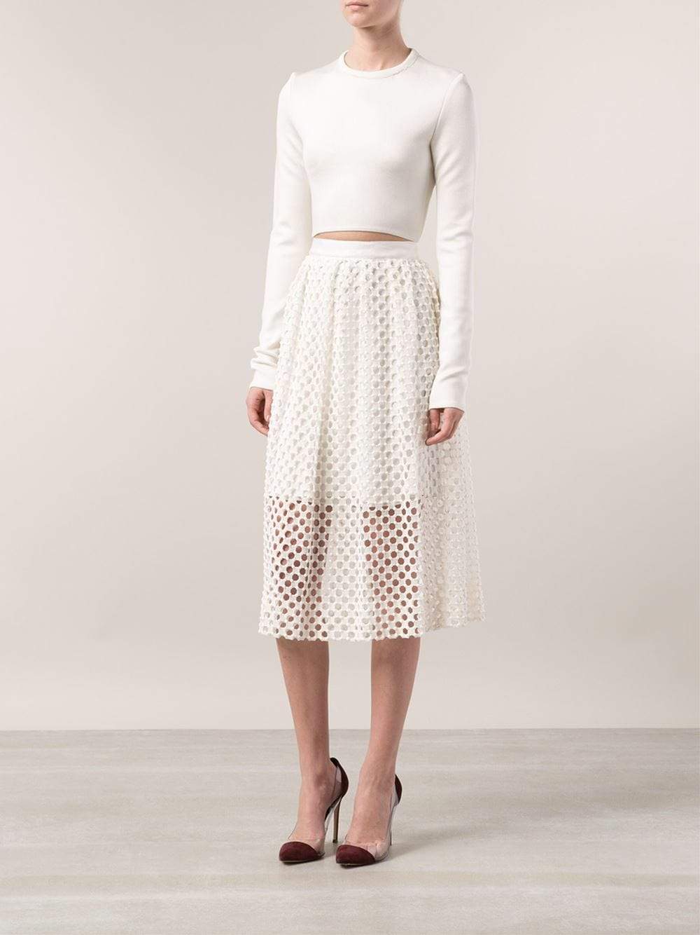 LELA ROSE-Guipure Lace Skirt-