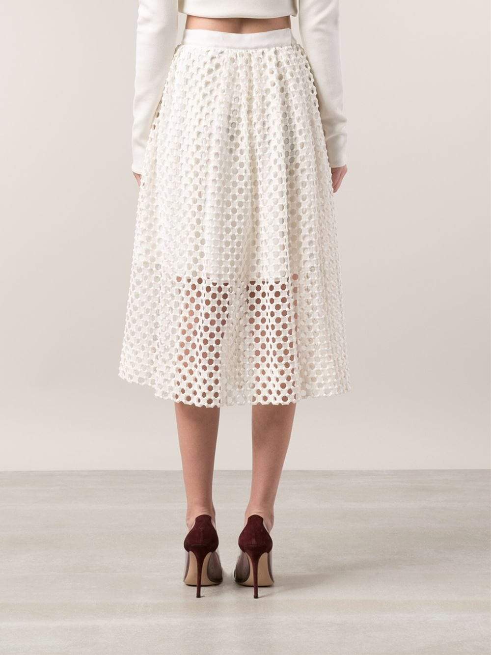 LELA ROSE-Guipure Lace Skirt-