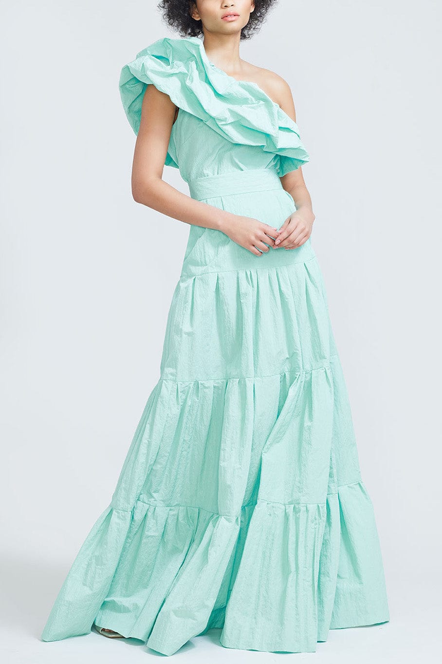 LELA ROSE-Tiered Full Skirt - Seafoam-
