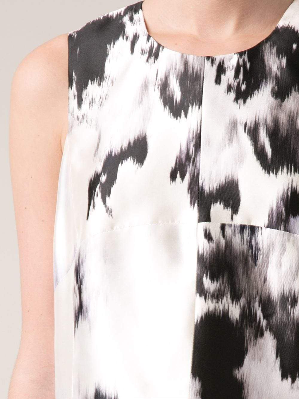 LELA ROSE-Printed Peplum Blouse-
