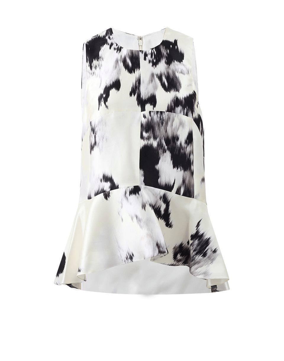 LELA ROSE-Printed Peplum Blouse-