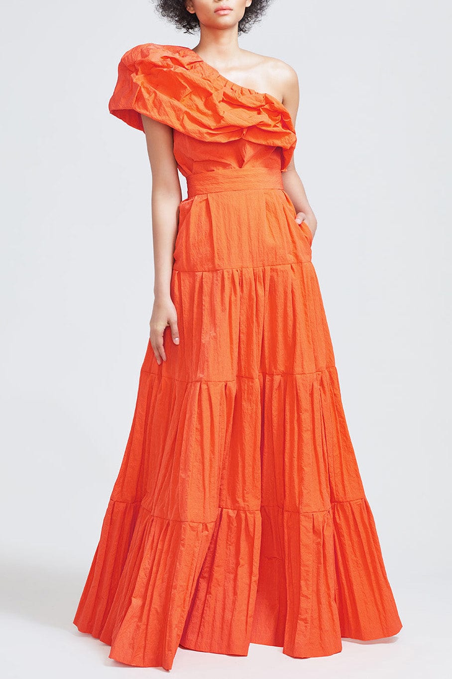 LELA ROSE-One Shoulder Top - Vermillion-