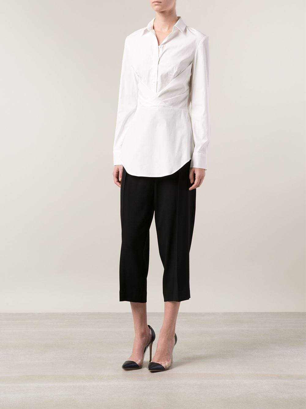 LELA ROSE-Wrap Front Button Up Blouse-