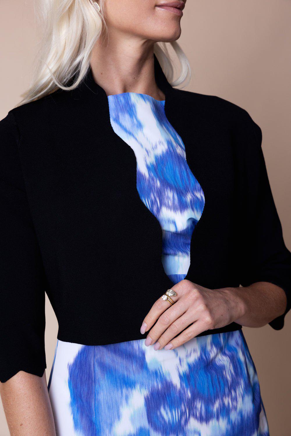 LELA ROSE-Scallop Knit Bolero - Black-