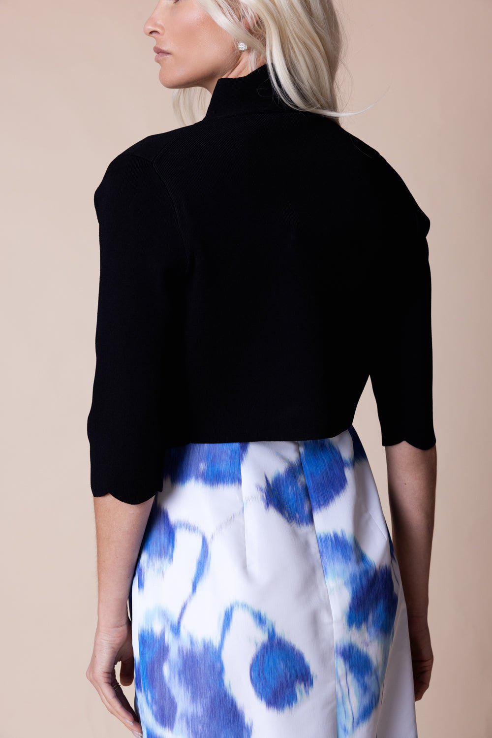 LELA ROSE-Scallop Knit Bolero - Black-