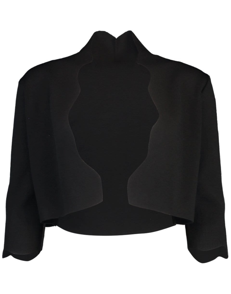 LELA ROSE-Scallop Knit Bolero - Black-