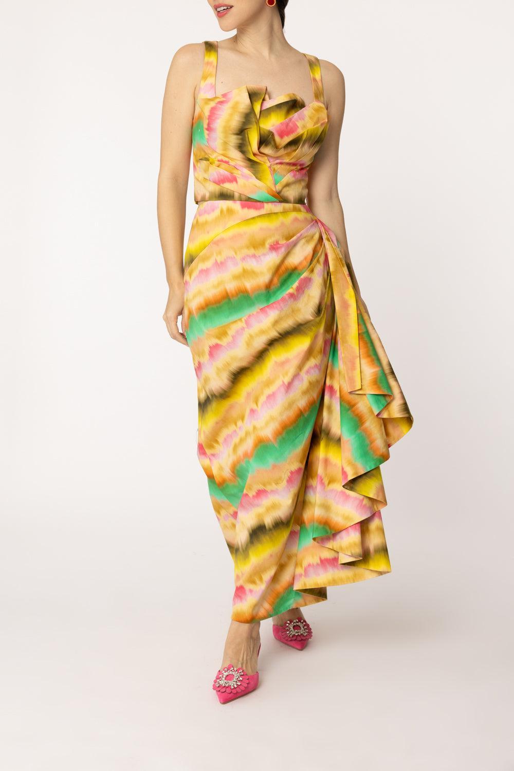 Draped Tulip Tank-MULTI-2-CLOTHINGTOPTANK-LELA ROSE