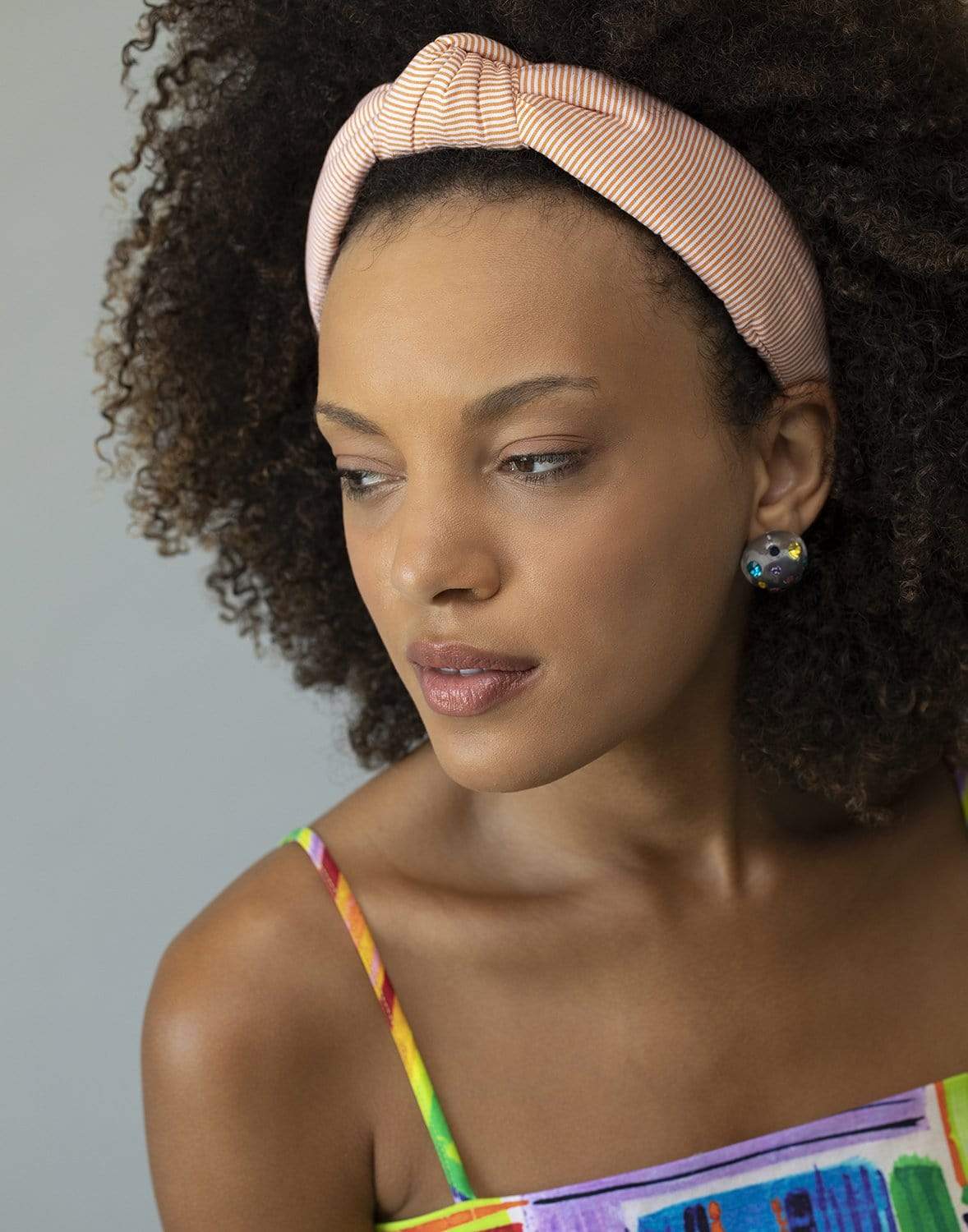LELE SADOUGHI DESIGNS-Orange Seersucker Knotted Headband-ORANGE