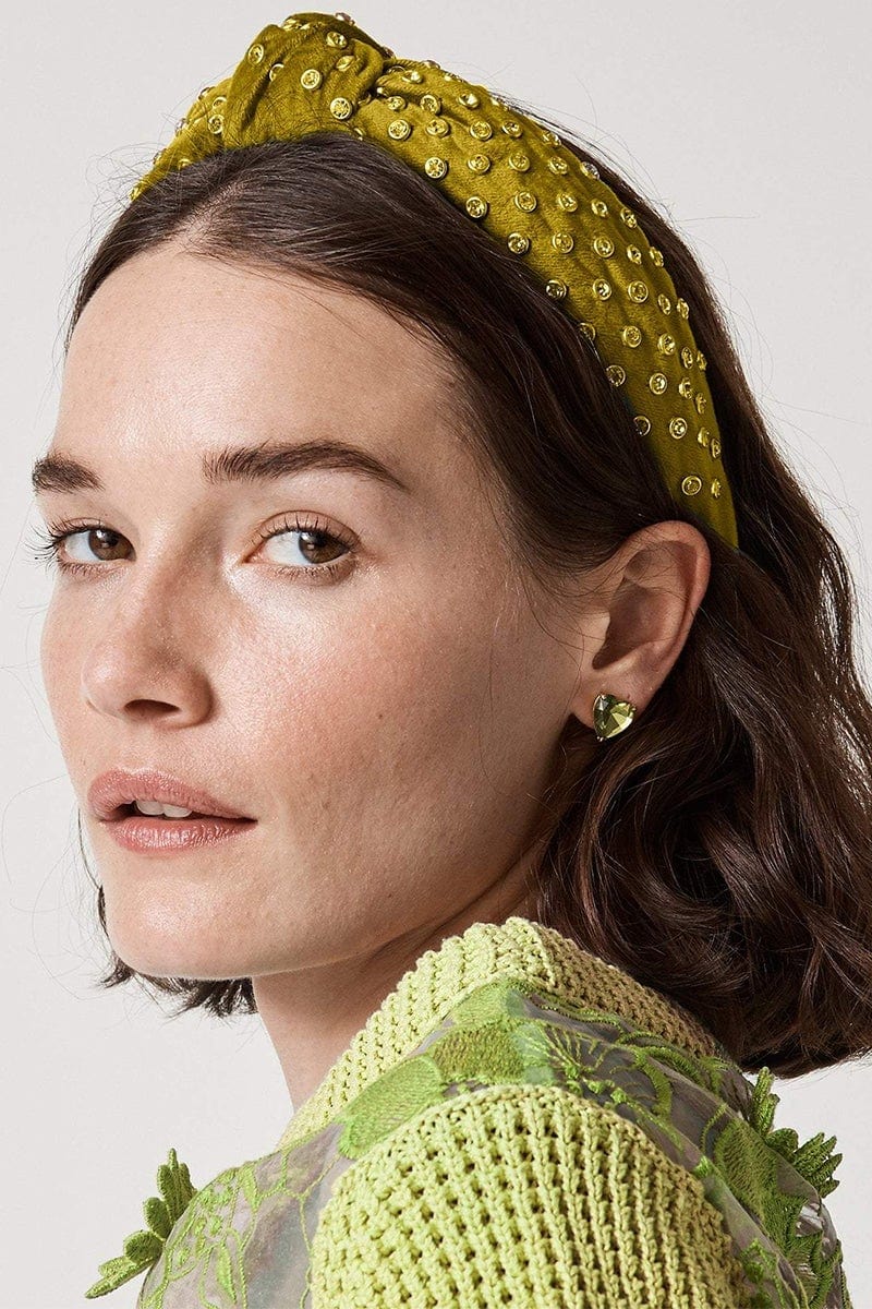 LELE SADOUGHI DESIGNS-Velvet Crystal Headband-YWL/GRN