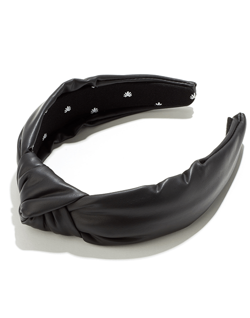 LELE SADOUGHI DESIGNS-Black Faux Leather Knotted Headband-BLACK