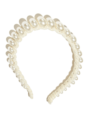 LELE SADOUGHI DESIGNS-Pearl Velvet Headband-IVORY