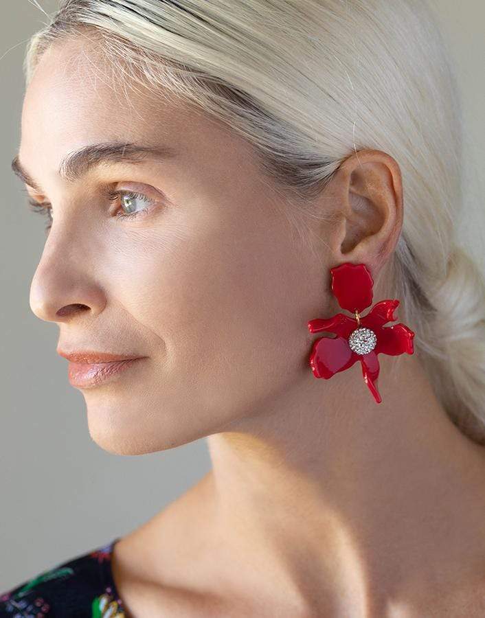 LELE SADOUGHI DESIGNS-Coral Small Crystal Lily Earrings-CORAL