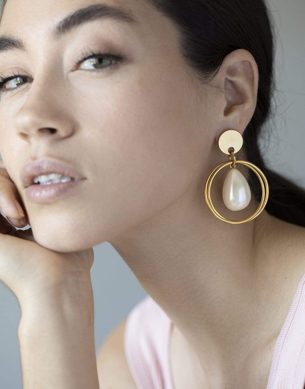 LELE SADOUGHI DESIGNS-Ivory Teardrop Hoop Earrings-IVORY