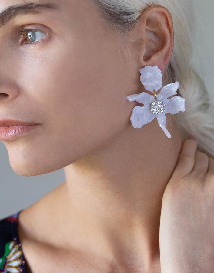 LELE SADOUGHI DESIGNS-Mother of Pearl Small Crystal Lily Earrings-MOP