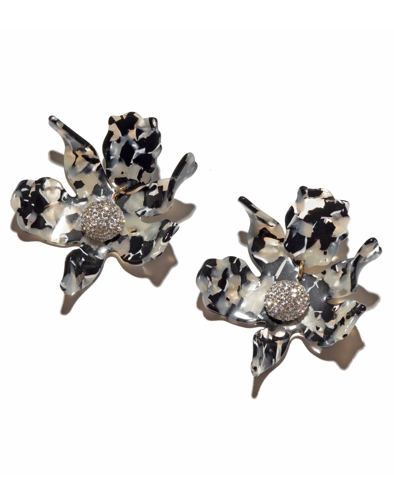 LELE SADOUGHI DESIGNS-Black and White Crystal Lily Earrings-NOIR