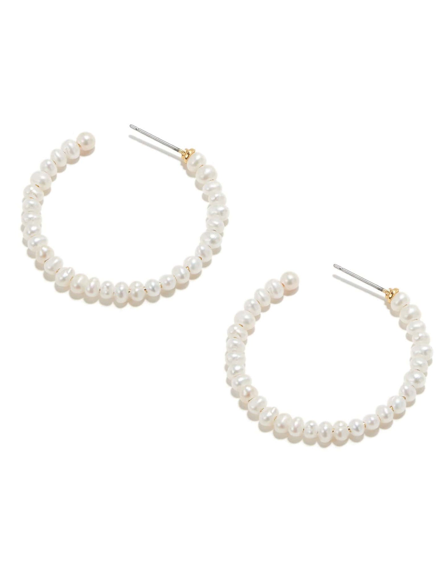 LELE SADOUGHI DESIGNS-Freshwater Pearl Medium Hoop Earrings-PEARL