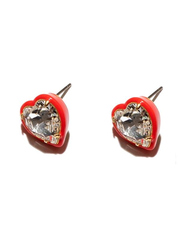 LELE SADOUGHI DESIGNS-Swarovski Crystal and Red Blush Heart Stud Earrings-RED