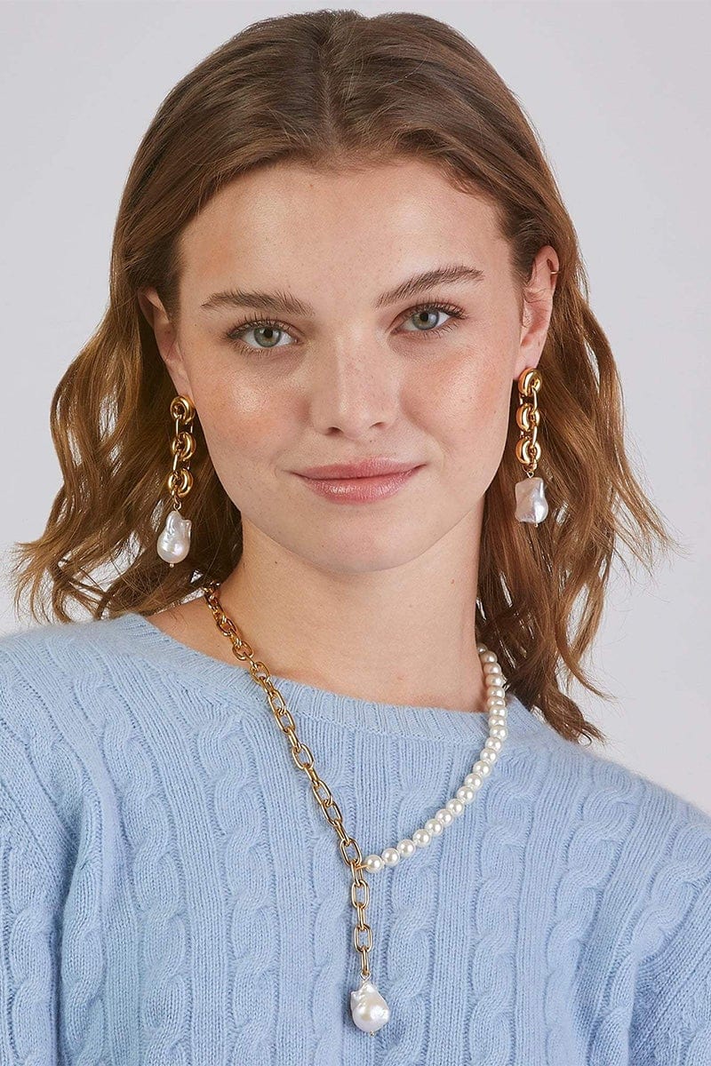 LELE SADOUGHI DESIGNS-Paperclip Pearl Necklace-PEARL