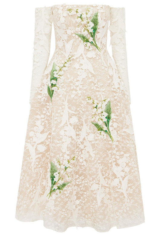 Ana Midi Dress-CREAM-4-CLOTHINGDRESSCOCKTAIL-LEO LIN