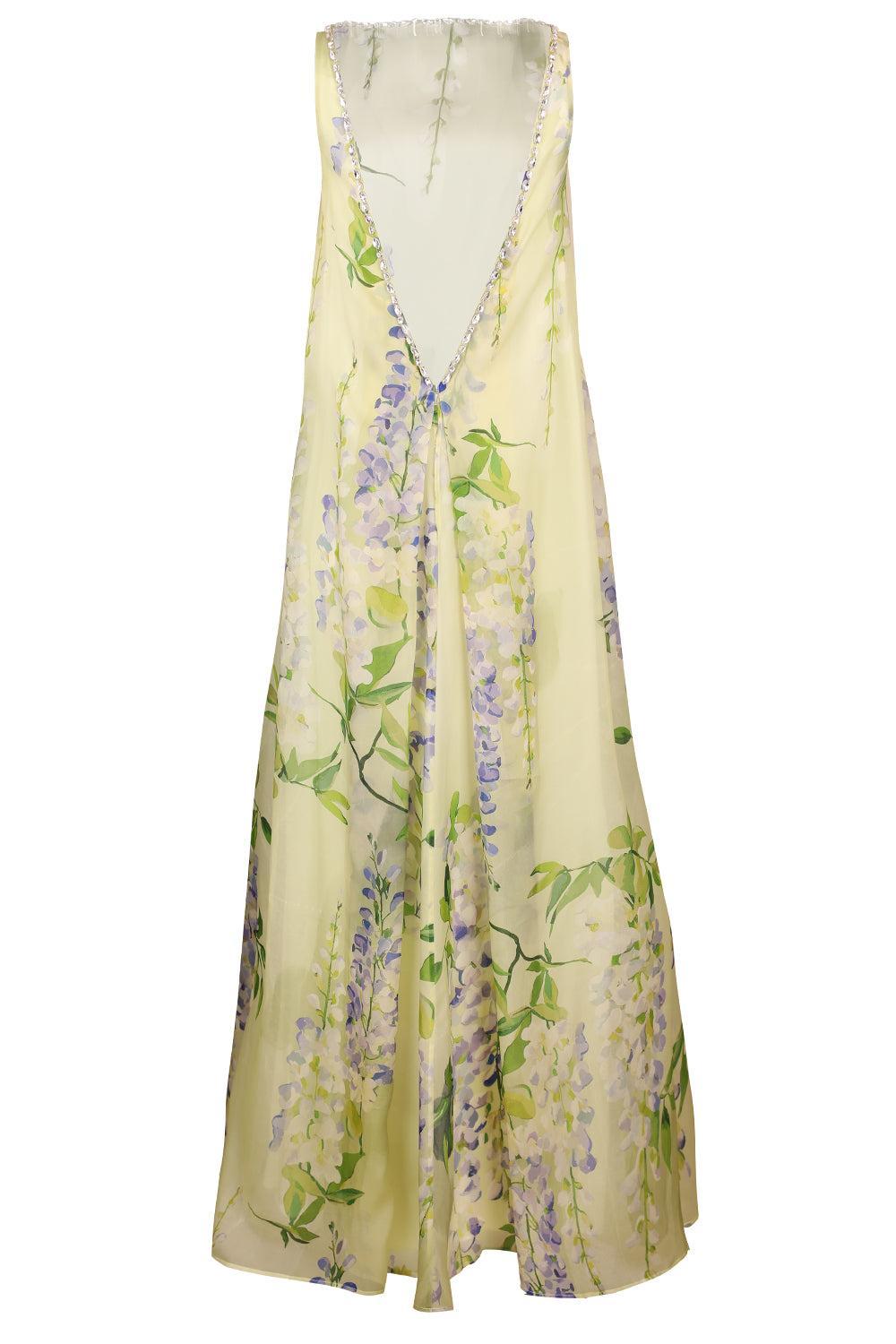 Yumei Embellished Open Back Gown-FLORAL-4-CLOTHINGDRESSGOWN-LEO LIN